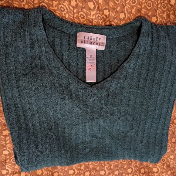 Green ribbed knit sweater in 3x - Picture 4 of 4